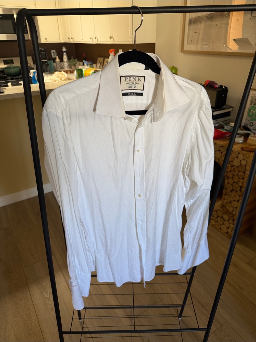 THOMAS PINK London Jermyn St White Slim Fit French Cuff Dress Shirt 16 34.5